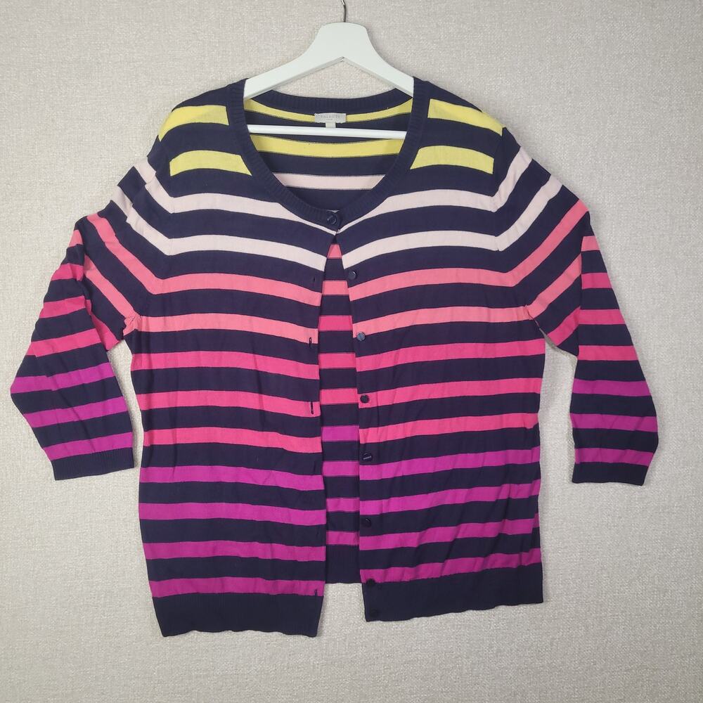 Talbots Gradient Striped Button-Front Sweater - XL